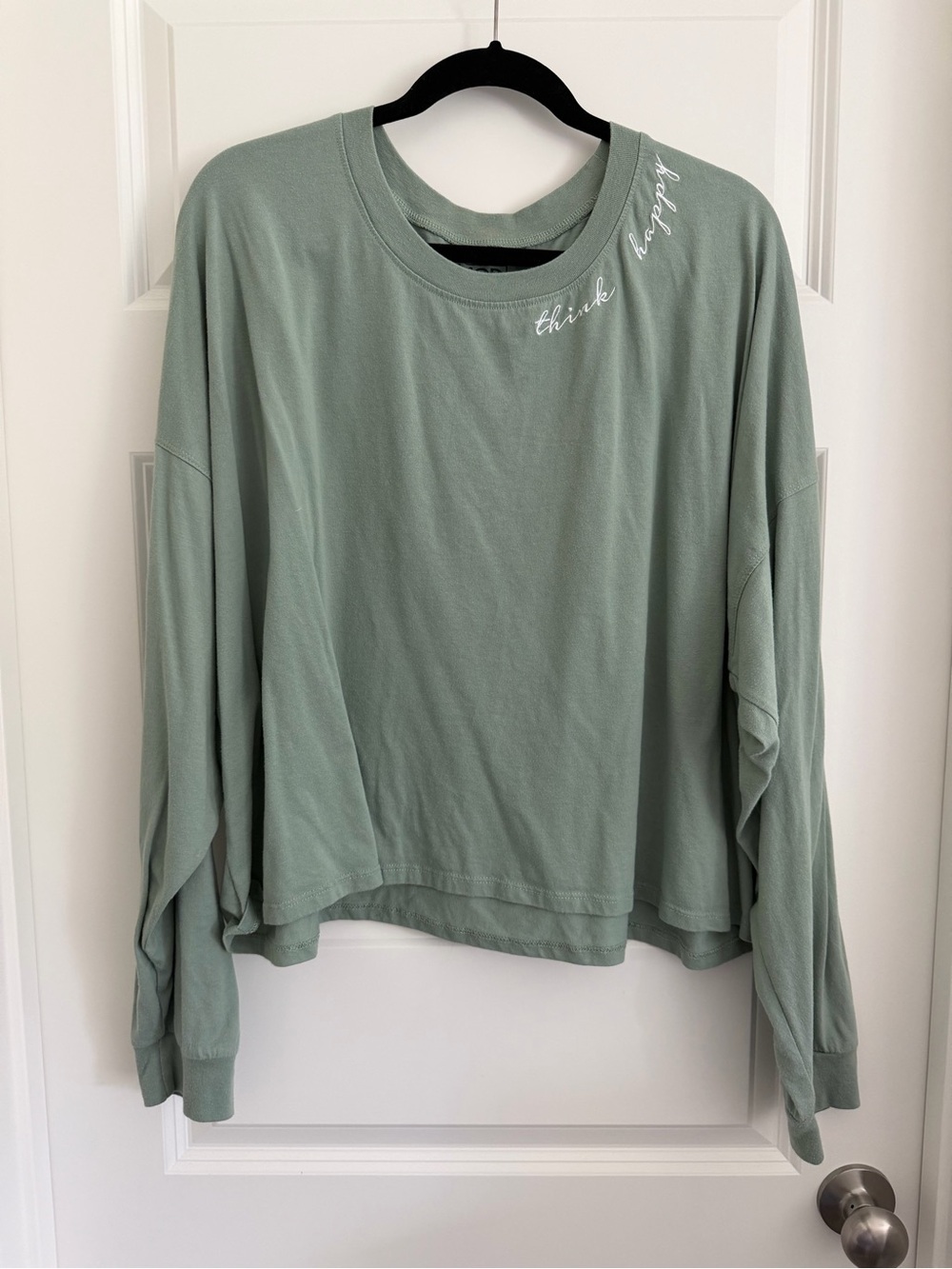 Think happy cropped long sleeve tee
